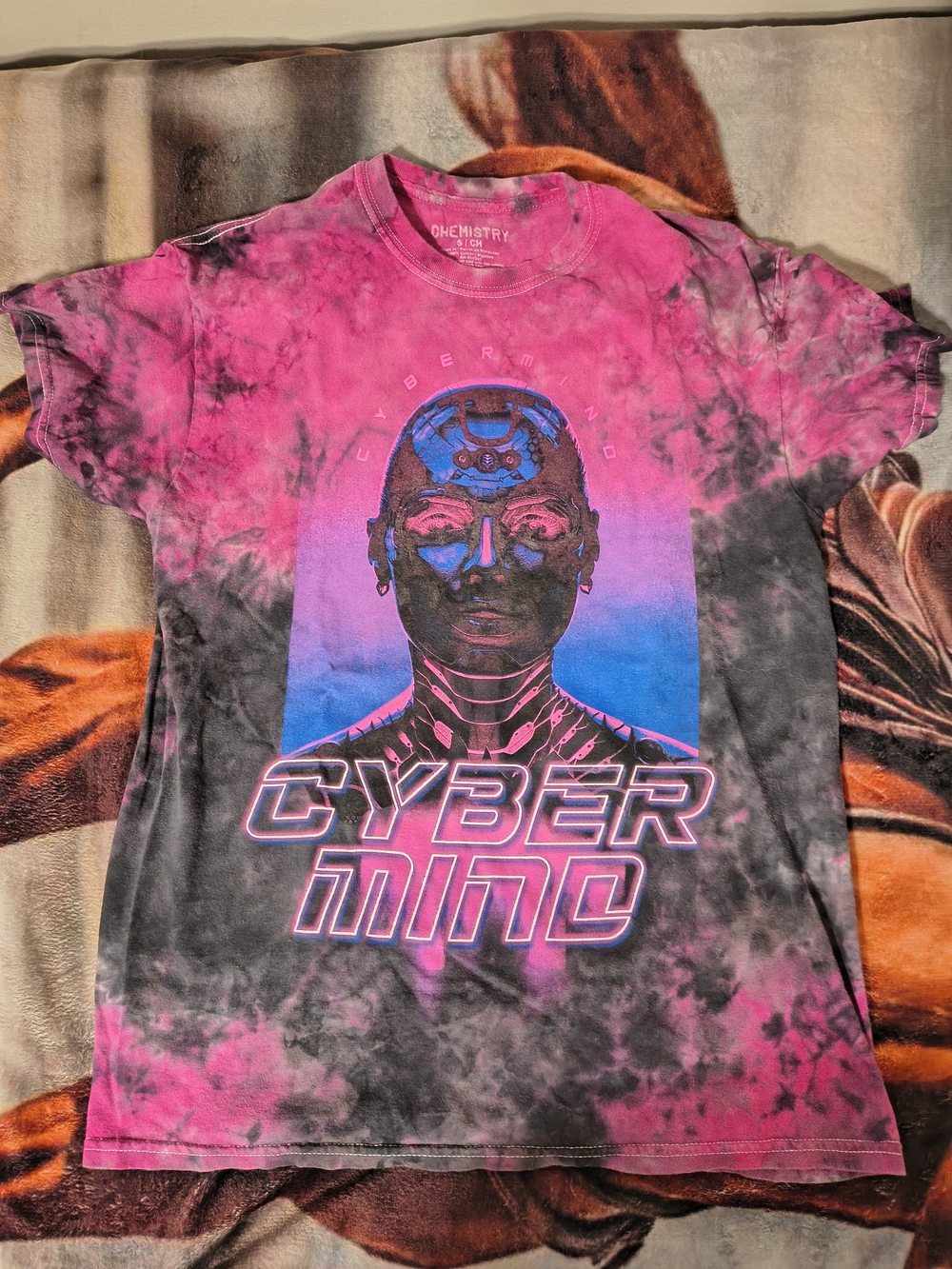 Chemistry Cyber Mind Tie-Dye Graphic Tee - Pink & Black